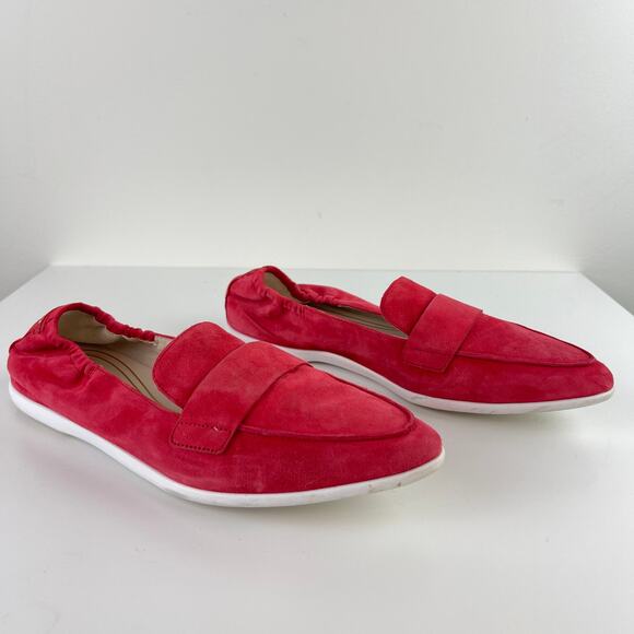 Cole Haan Ambition Amador Pointed Toe Suede Flats Red Pink Loafer Slip On 8.5 - Picture 1 of 6